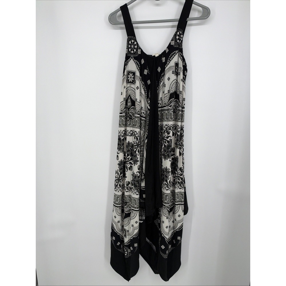 Soma Small Handkerchief Boho Low Hi Black White Dress Polyester So Soft Flowy